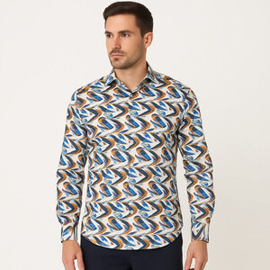 Misura Men’s Colorful Printed  Long Sleeve Shirt Size‎ S